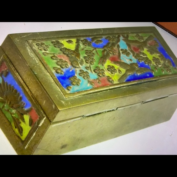 Antique Chinese Miniature Brass Stamp Box 3.5”Wide - Picture 4 of 5